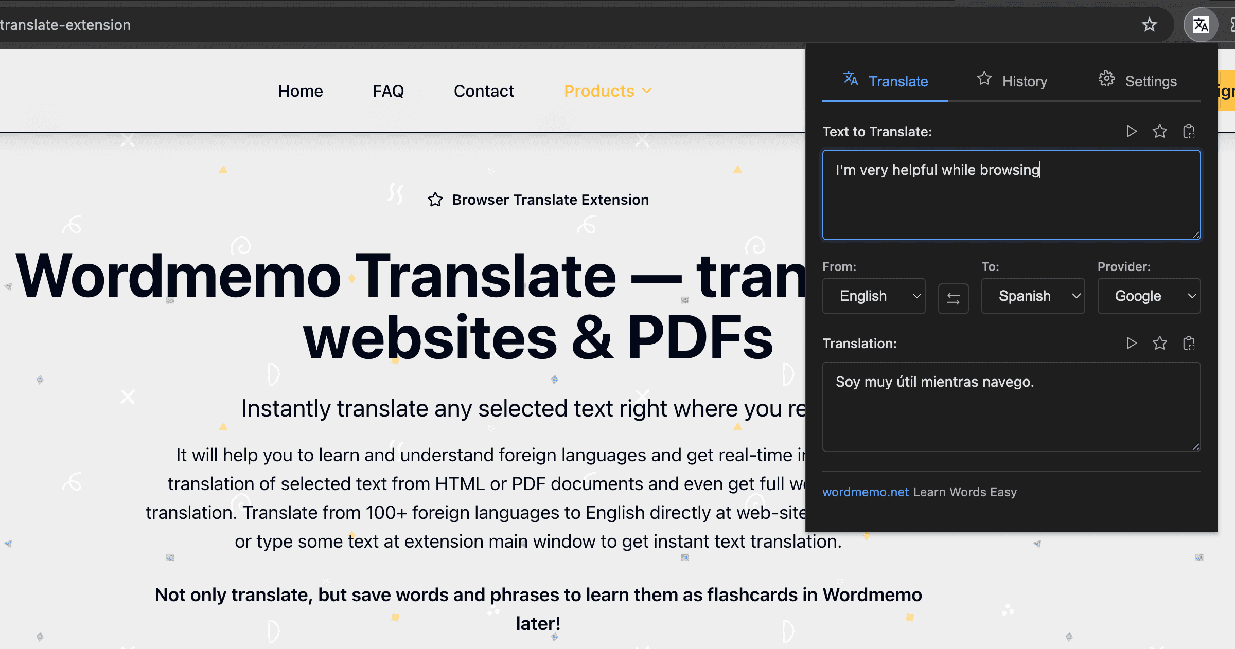 Screenshot 3 - Wordmemo Translate Extension